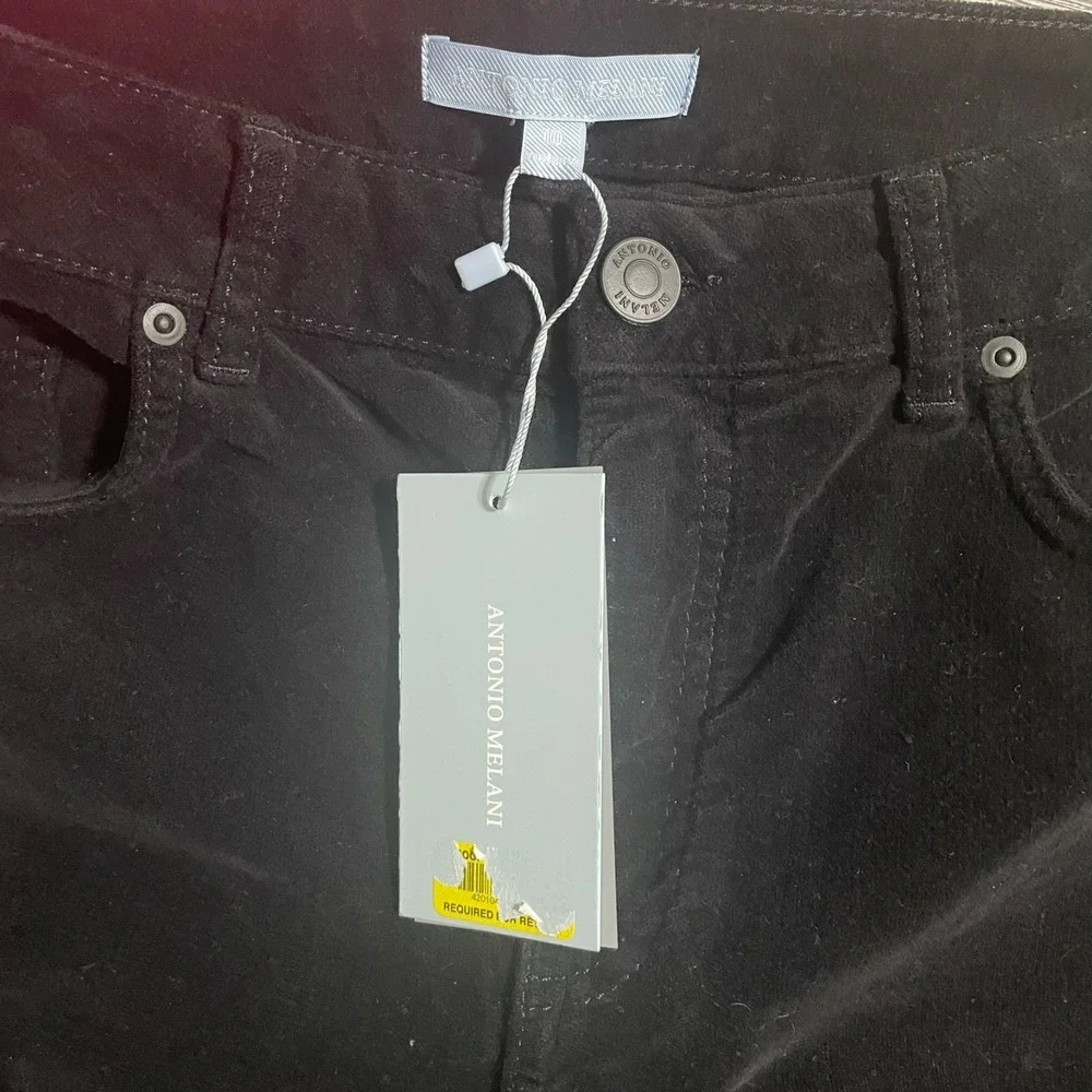 NWT ANTONIO MELANI Womens Sz 10 Black VERONICA Velvet Flare Leg Pants 33